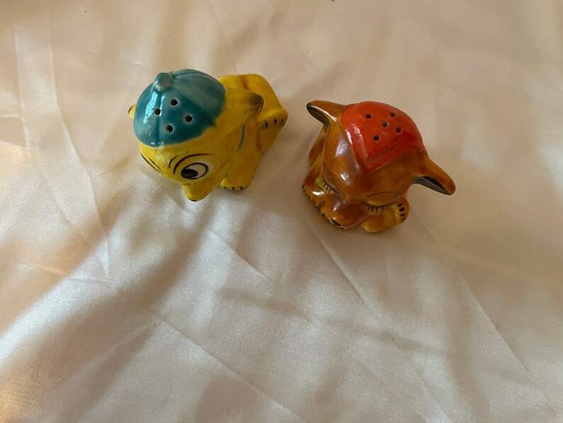 Adorable Anamorphic Dogs in Hats Japan Salt and Pepper Etsy