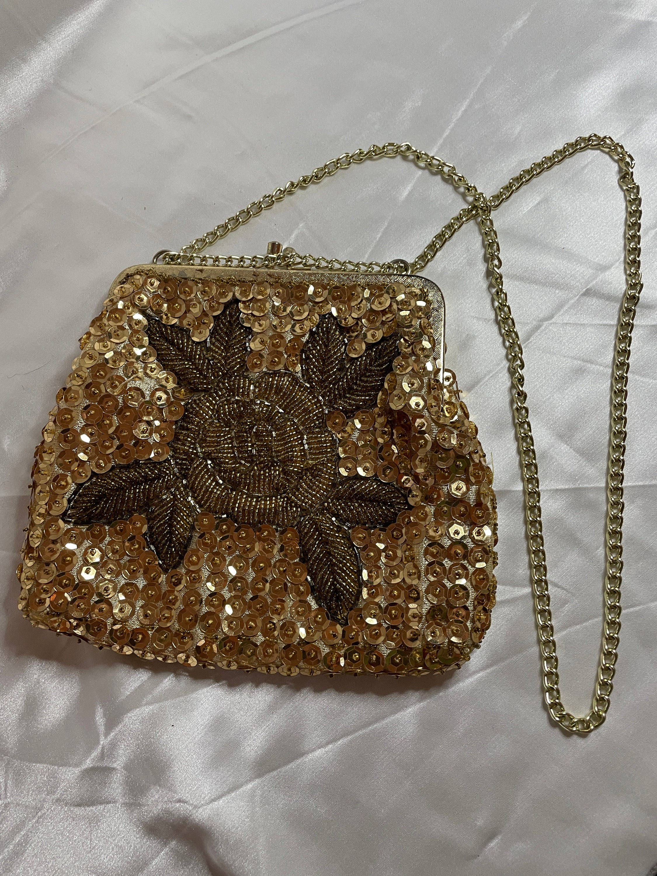 La Regale Evening Bag, White Beadwork, 1970s New Old Stock