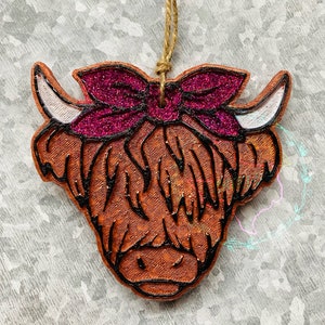 Highland Cow Car Freshie – Cute Farm Cow Air Freshener, Handmade Aroma Beads, Custom Colors & Scents