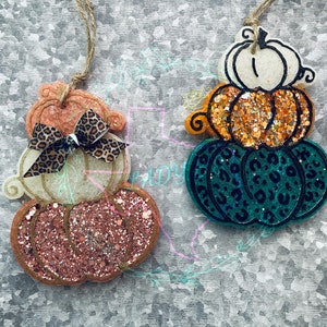Pumpkin stack Fall Car Freshie | Aesthetic Rose Gold Pumpkin Car Freshener | Bourbon Fall scents.