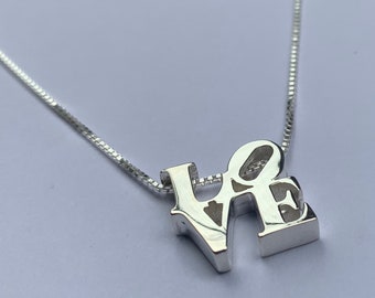 Handmade LOVE Necklace In Sterling Silver