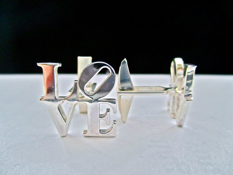 LOVE Cufflinks, Sterling Silver Love Statue Cufflinks-Gift for Him image 5