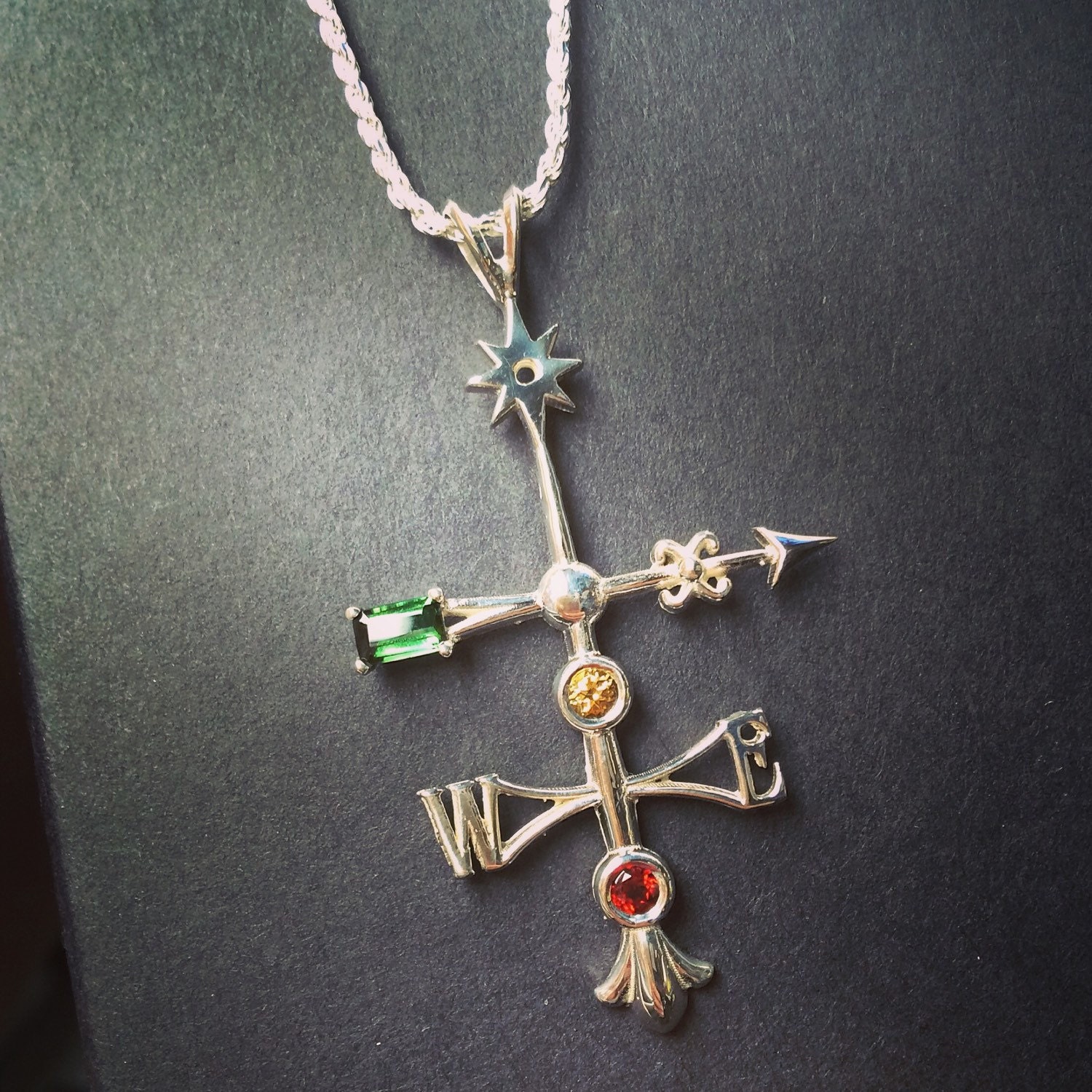 Lightening Rod/weathervane Antique Inspired Sterling Silver Pendant With  Genuine Tourmaline, Garnet, and Topaz - Etsy, image size:1500x1500