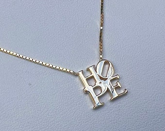 14K Gold HOPE Necklace