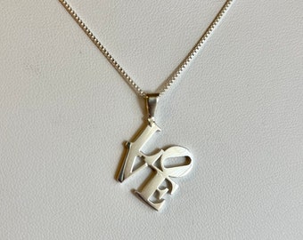 Handmade LOVE Necklace-LOVE PENDANT in Sterling Silver