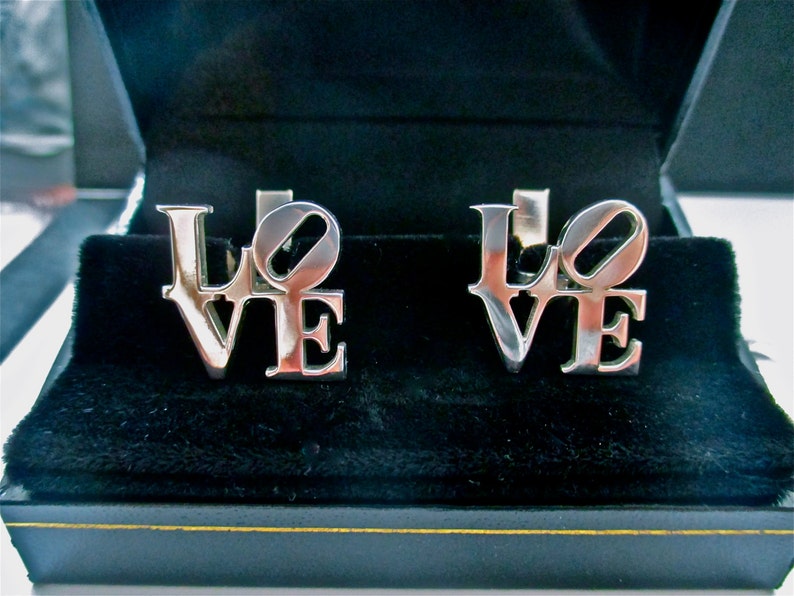 LOVE Cufflinks, Sterling Silver Love Statue Cufflinks-Gift for Him image 4