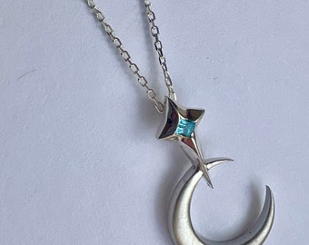 Topaz North Star & Crescent Moon Necklace