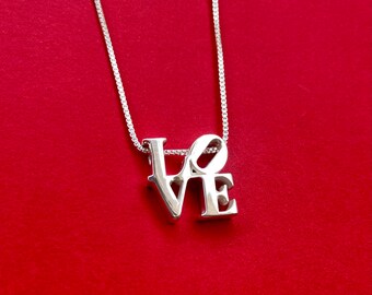 LOVE Necklace Handmade in Philadelphia in Sterling Silver with Chain