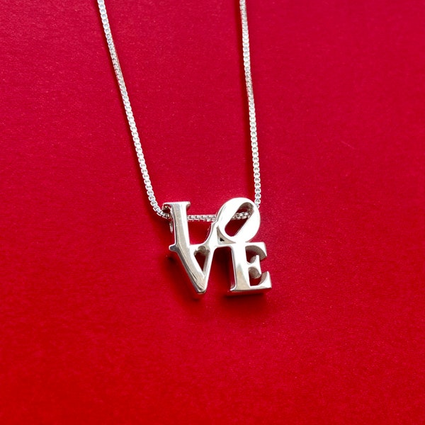 LOVE Necklace Handmade in Philadelphia in Sterling Silver with Chain