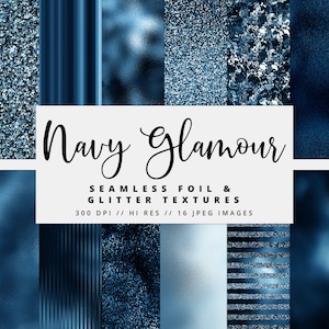 Navy Foil Digital Papier, nahtlose blaue Folie Texturen, digitale Metallicfolie, Glam Texturen, bedruckbar, Sofort Download, kommerzielle Nutzung