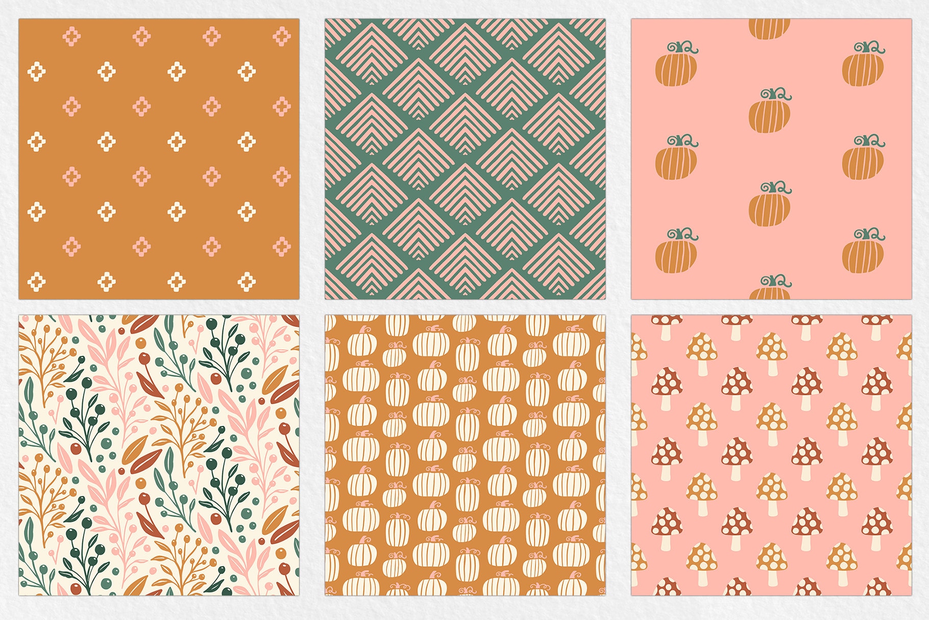 Boho Fall Digital Paper Set, Seamless Textures, Abstract Patterns ...