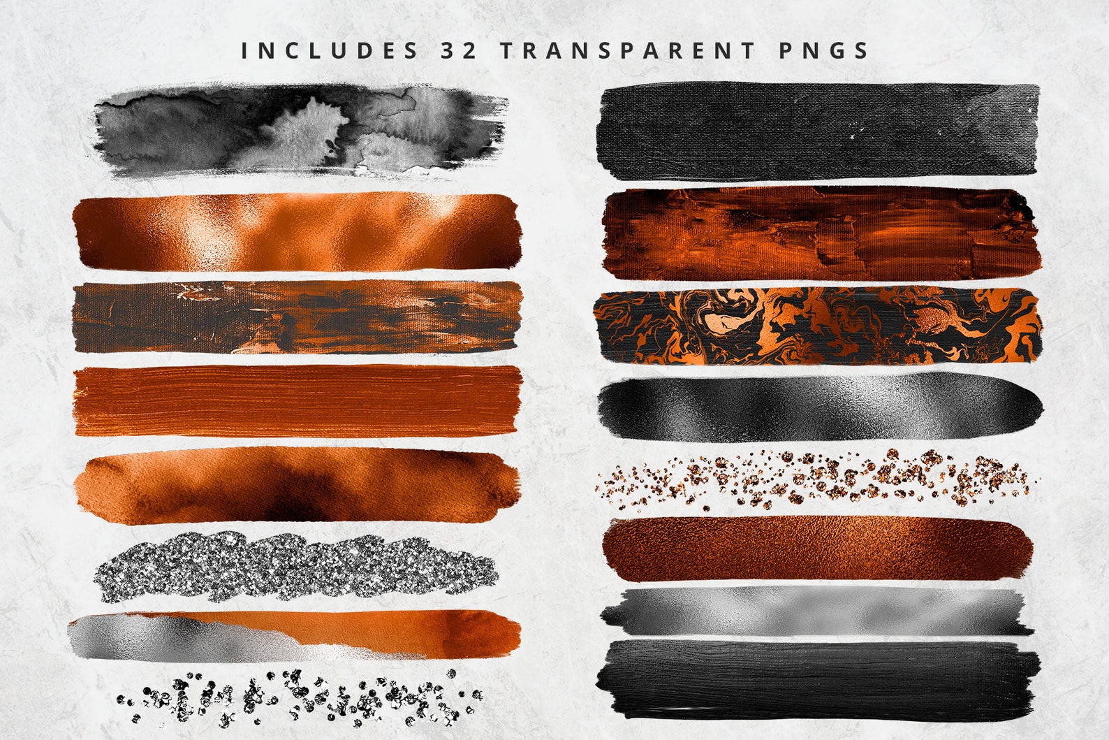 Orange and Black Brush Strokes Clipart Paint Strokes PNG - Etsy