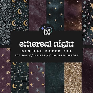 Digitaal papier Dark Galaxy, Celestial Star Patterns, Space Scrapbook Paper, Constellation-achtergronden, naadloze texturen, Instant Download
