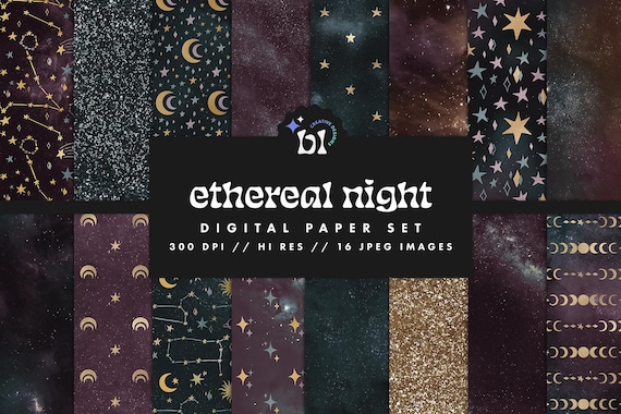 Dark Galaxy Digital Paper, Celestial Star Patterns, Space Scrapbook Paper, Constellation Backgrounds, Seamless Textures, Instant Download