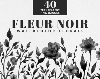Black Watercolor Leaves Clip Art, botanical leaves Illustrations, watercolor floral,  eucalyptus clip art, wreaths, laurels, branches