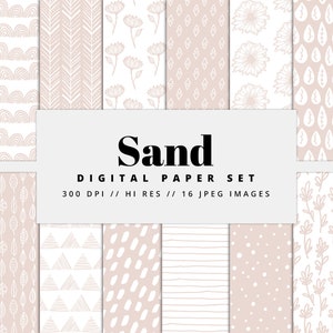 Sand Brown Pastel Digital Paper, Printable Paper, Pastel Patterns, Instant Download, Commercial Use