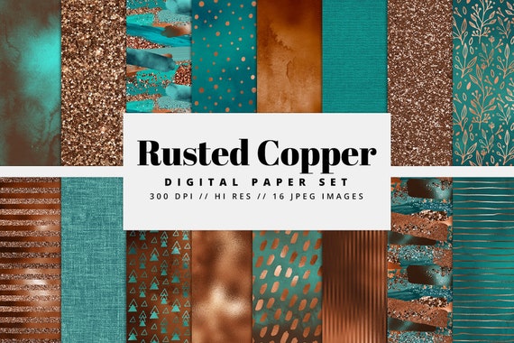 Rusted Copper Foil Digital Paper Seamless Textures Digital Etsy