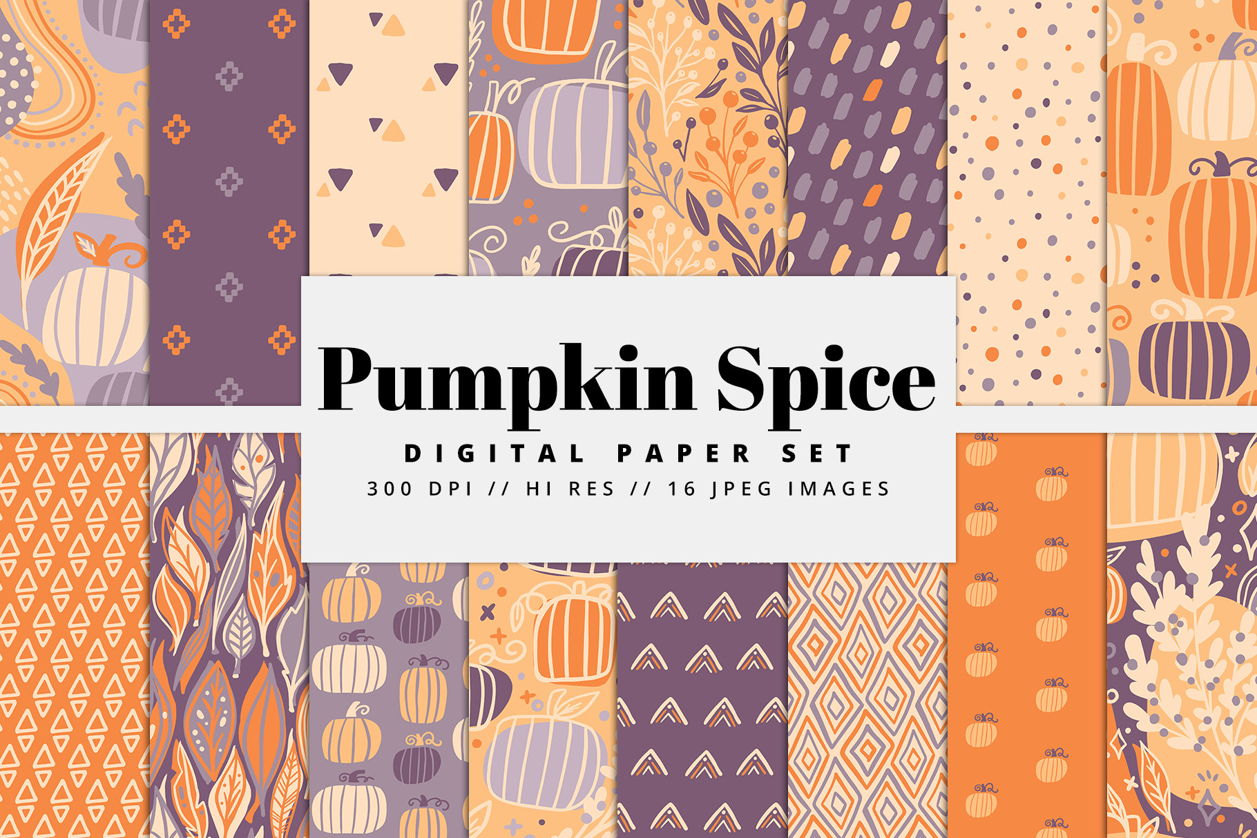 Pumpkin Spice Fall Digital Paper Set, Seamless Textures, Abstract ...