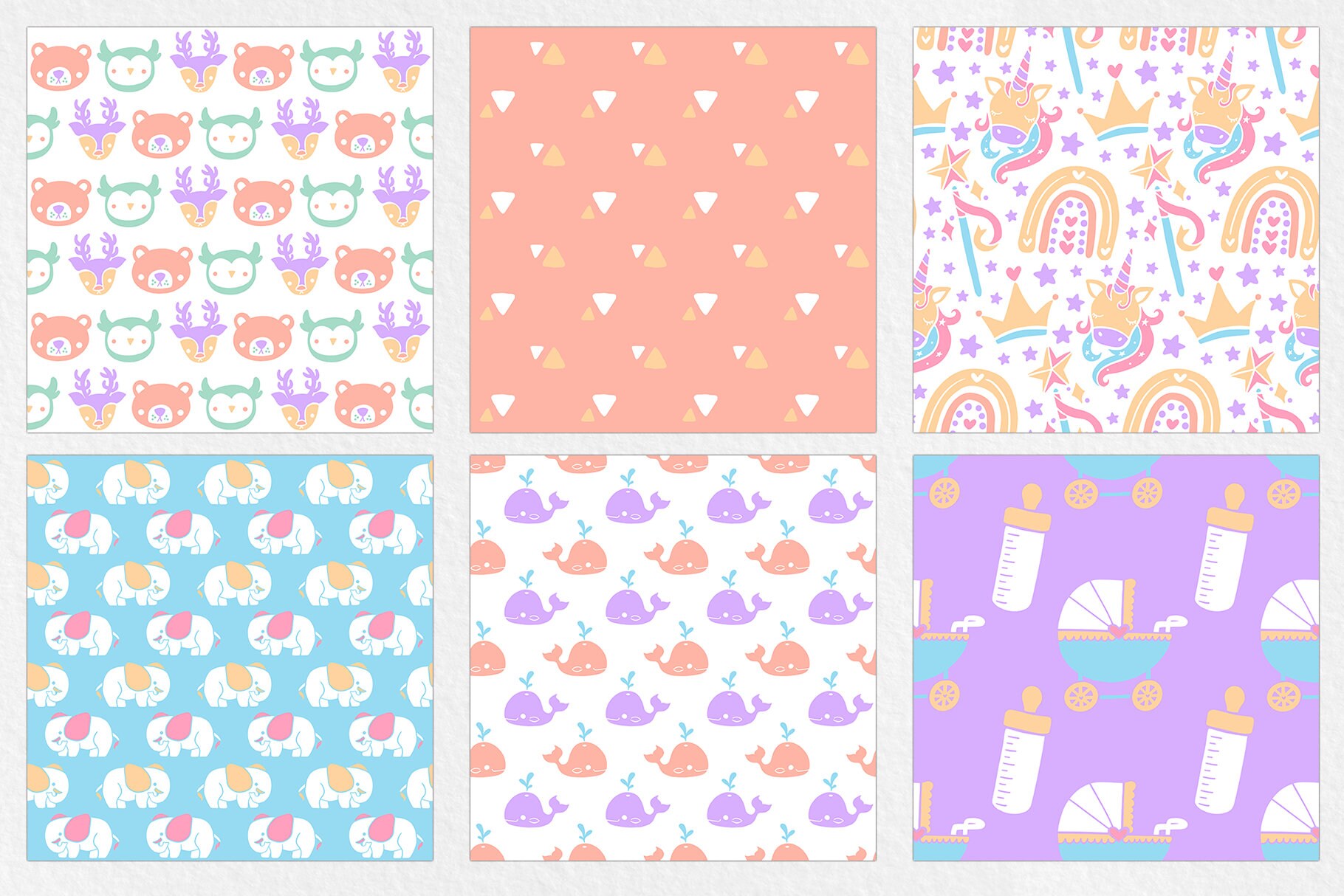 Nursery Digital Paper Set Seamless Textures Pastel Paper | Etsy