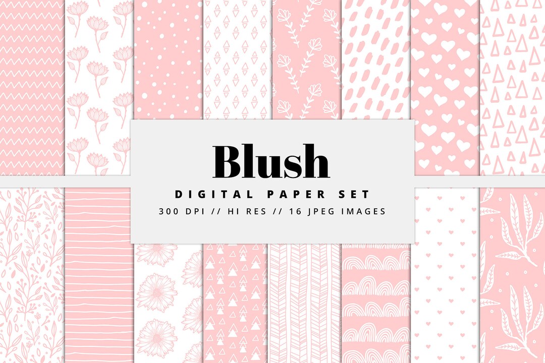 Blush Pink Pastel Digital Paper, Printable Paper, Pastel Patterns ...