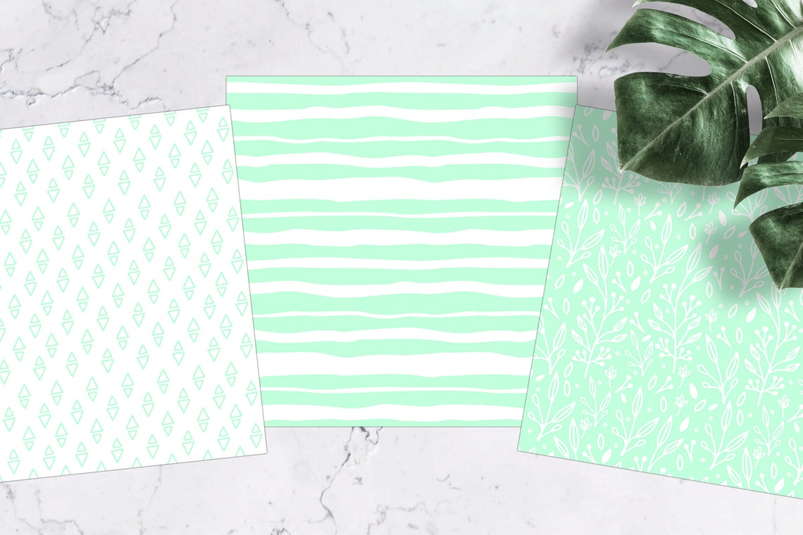 Mint Pastel Digital Paper Printable Paper Pastel Patterns | Etsy
