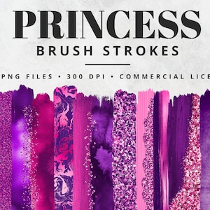 Pink and Purple Brush Strokes Clipart, Paint Strokes, PNG, Gold Foil Brush Strokes, Watercolor Brush Strokes, Glitter, Confetti, Clip Art