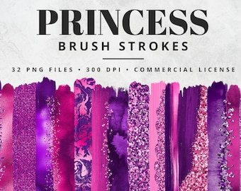 Pink and Purple Brush Strokes Clipart, Paint Strokes, PNG, Gold Foil Brush Strokes, Watercolor Brush Strokes, Glitter, Confetti, Clip Art