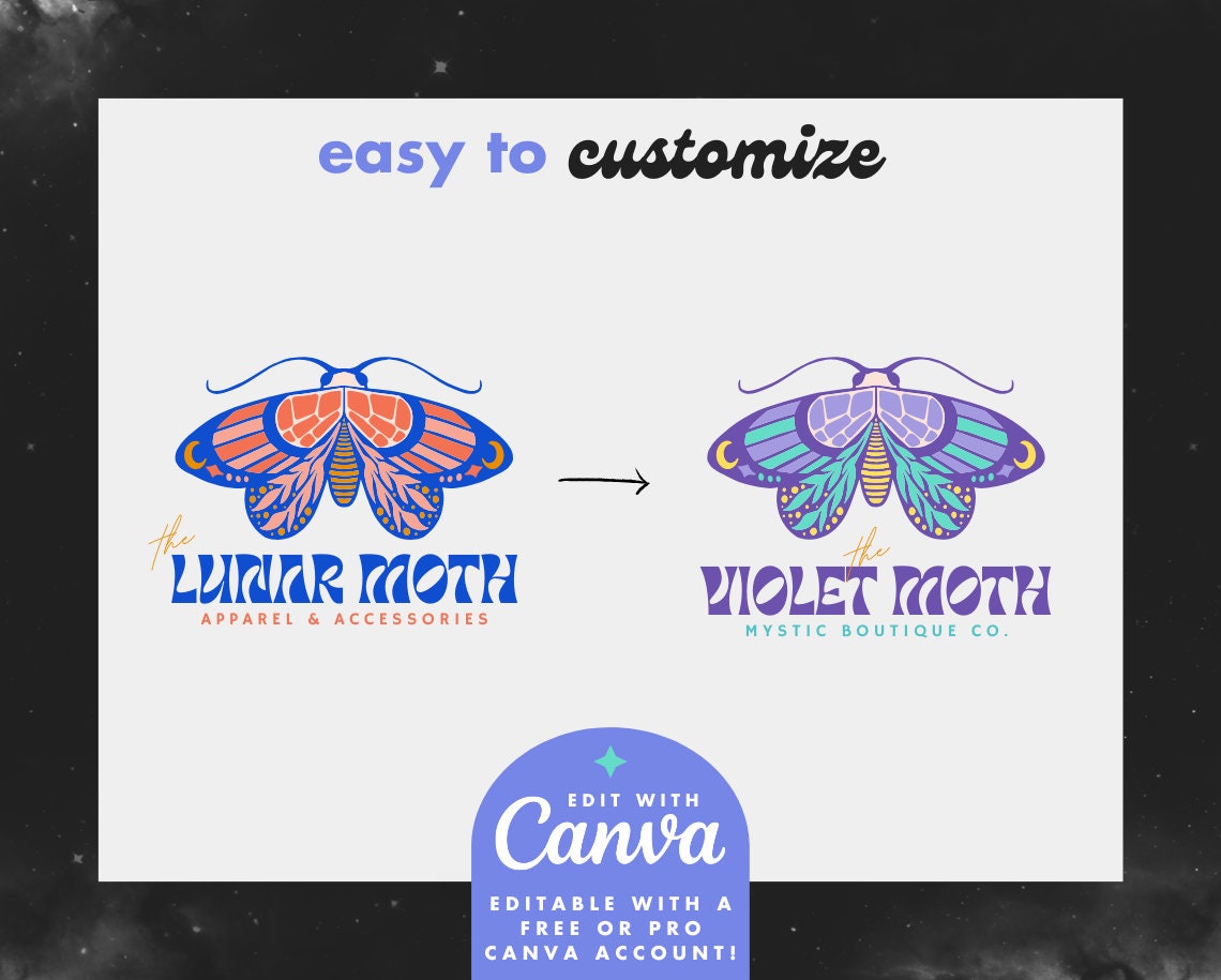 DIY Canva Logo Template - Magic Editable Logo - Fun Colorful Boho Logo ...