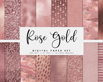 Rose Gold Foil Digital Paper, Seamless Textures, Blush, Digital Metallic Foil, Glam Texture, Printable, Instant Download, Commercial Use