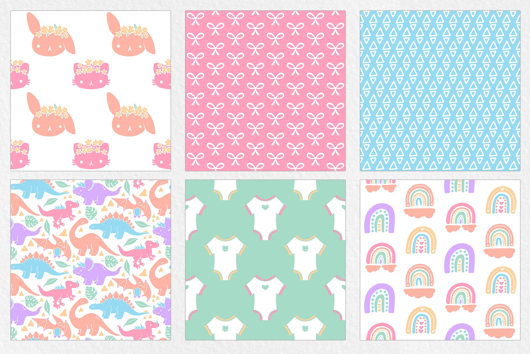 Nursery Digital Paper Set Seamless Textures Pastel Paper | Etsy