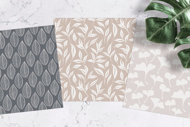Neutral Floral Digital Paper Set, Seamless Textures, Flower Patterns ...