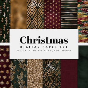 Weihnachten Digital Papier Set, Folie, nahtlose Texturen, Urlaub, saisonal, digitale Metallicfolie, Glam Textur, bedruckbar, kommerzielle Nutzung