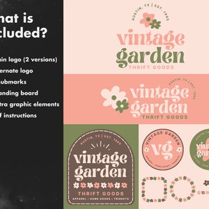 DIY Canva Logo Template - Floral Editable Logo - Fun Colorful Boho Logo ...