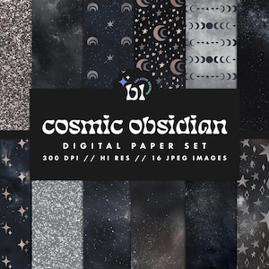 Digitaal papier Dark Galaxy, Celestial Star Patterns, Space Scrapbook Paper, Constellation-achtergronden, naadloze texturen, Instant Download