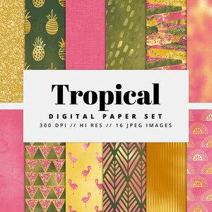 Tropisches digitales Papier Set, Folie, nahtlose Texturen, Sommer, digitale Metallfolie, Glam Textur, bedruckbar, kommerzielle Nutzung