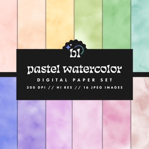 Pastel Watercolor Paper Pack, Watercolor Textures for Scrapbooking, Planners, Crafts, Journals & Invitations, Textures for Commercial Use