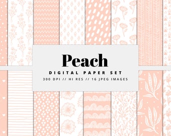 Peach Pastel Digital Paper, Printable Paper, Pastel Patterns, Instant Download, Commercial Use