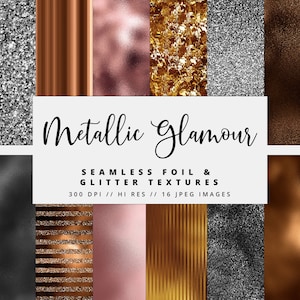 Metallic Foil Digital Paper, Seamless Gold Foil Textures, Digital Metallic Foil, Glam Textures, Printable, Instant Download, Commercial Use