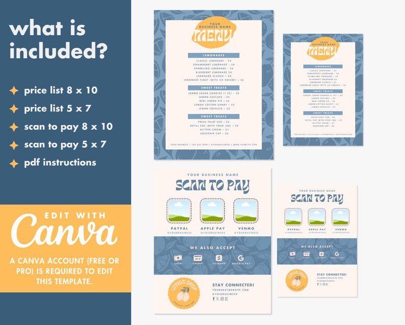 DIY Canva Price List Template - Scan to Pay Editable Template ...