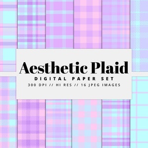 Aesthetic Plaid Digital Paper, Buffalo Plaid-Hintergründe, Scrapbook & Planer Texturen, JPGs für kommerzielle Nutzung, druckbares Bastelpapier