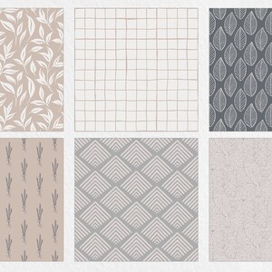 Neutral Floral Digital Paper Set, Seamless Textures, Flower Patterns ...