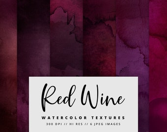 Red Wine Watercolor Digital Paper, Watercolor Textures, Watercolor Backgrounds, Printable, Instant Download, Red, Purple, Commercial Use