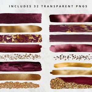 Wine and Gold Brush Strokes Clipart, Paint Strokes, PNG, Gold Foil ...