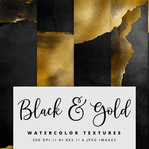 Schwarz und Gold Aquarell, digitales Papier, Aquarell Texturen, Aquarell Hintergründe, bedruckbar, sofortiger Download, Gold, kommerzielle Nutzung
