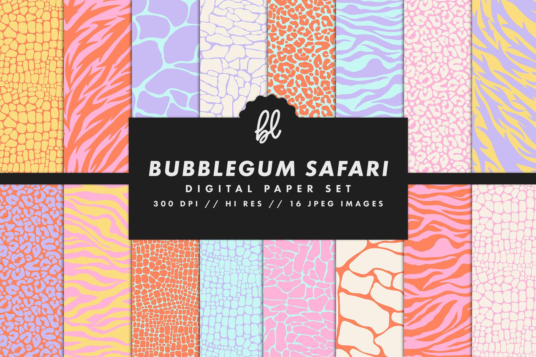 Pastel Safari Animal Print Digital Paper Set, Seamless Trendy Patterns ...