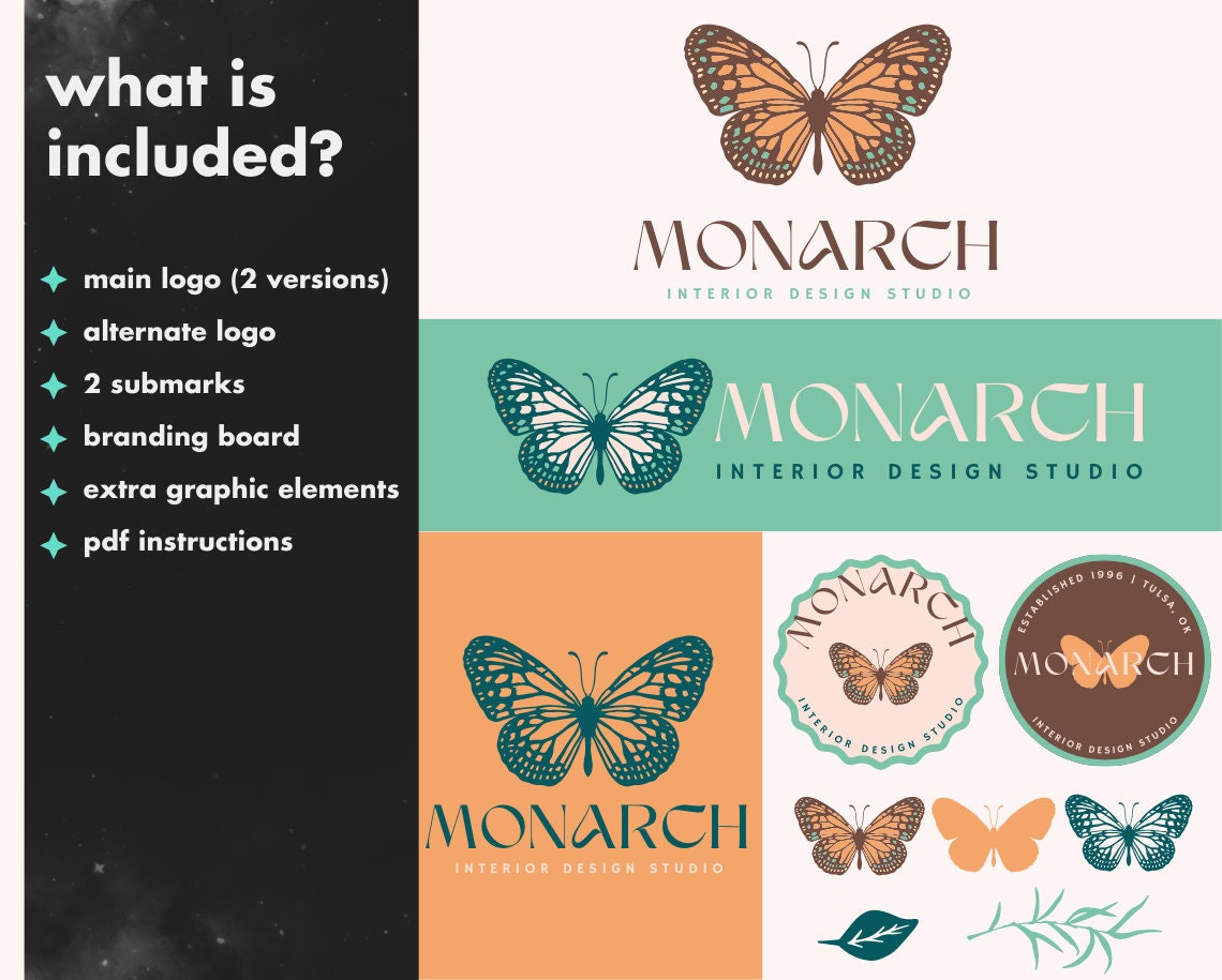 DIY Canva Logo Template - Butterfly Editable Logo - Fun Colorful Boho ...