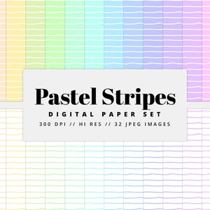 Pastel Stripes Digital Paper,Striped Patterns, Printable Paper, Pastel Patterns, Instant Download, Commercial Use