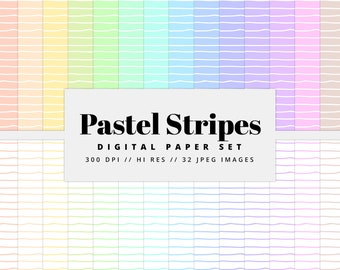 Digitaal papier pastel strepen, gestreepte patronen, afdrukbaar papier, pastelpatronen, direct downloaden, commercieel gebruik