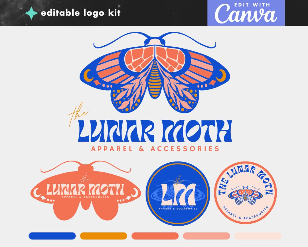 DIY Canva Logo Template - Magic Editable Logo - Fun Colorful Boho Logo ...