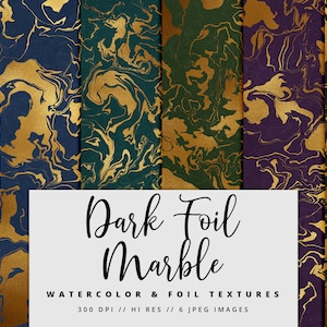 Dark Foil Marble Digital Paper, Foil Textures, Marble Backgrounds, Printable, Instant Download, Gold, Silver, Copper, Commercial Use